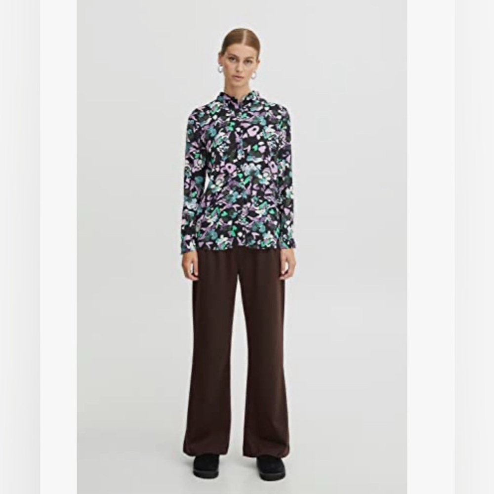 Ichi Floral Long Sleeve Blouse print pattern size small
